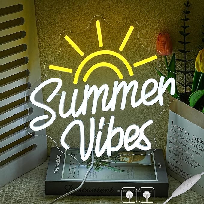 Summer Vibes Beach Neon Sign