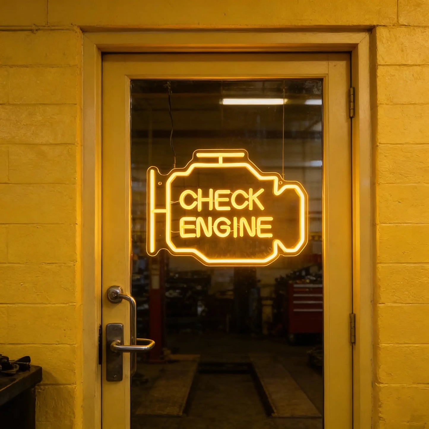 Check Engine Neon Garage Sign