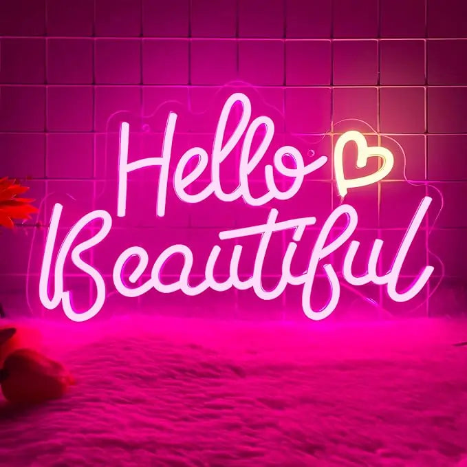 Hello Beautiful Bedroom Neon Sign