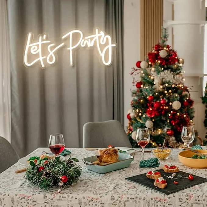 "Let's Party" Christmas Neon Sign