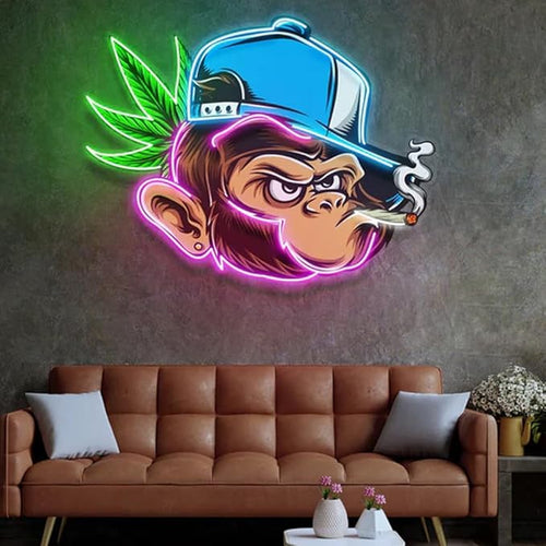 Smoking Monkey Weed Neon Sign