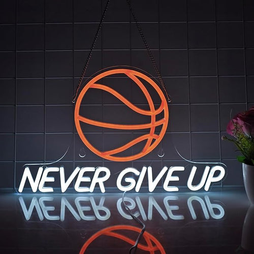 Never Give Up Sports Neon Sign