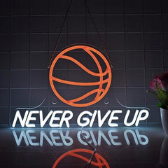 Never Give Up Sports Neon Sign