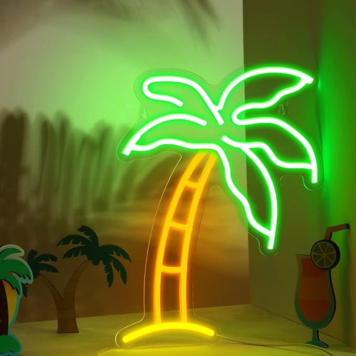 Tropical Palm Tree Beach Neon Sign