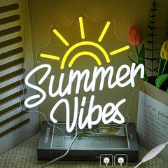 Summer Vibes Beach Neon Sign