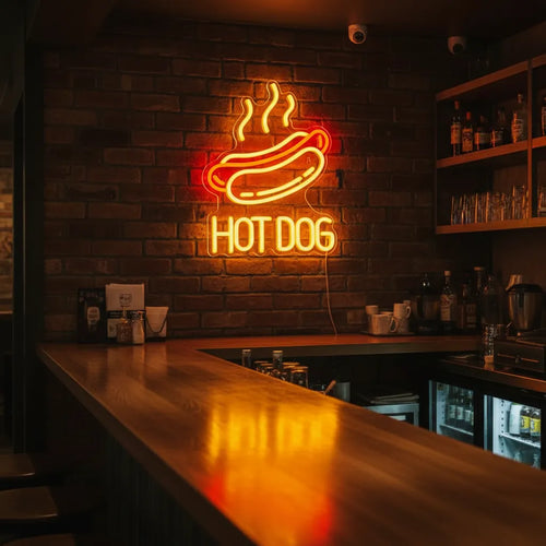 Hot Dog Neon Restaurant Sign