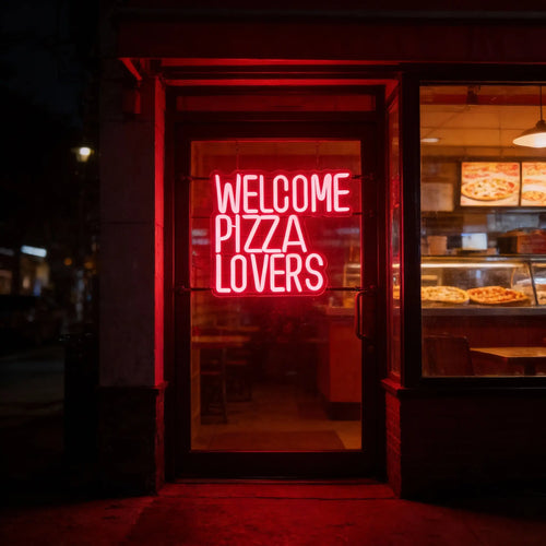 Welcome Pizza Lovers Neon Sign